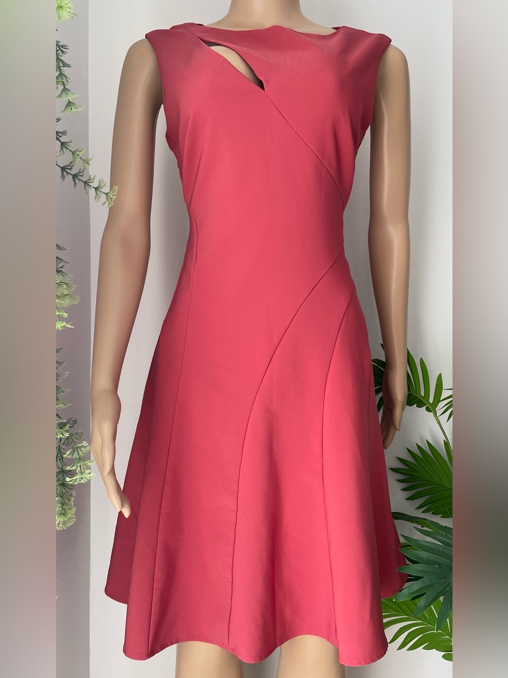 le chateau Sleeveless Magenta Fit-and-Flare Dress